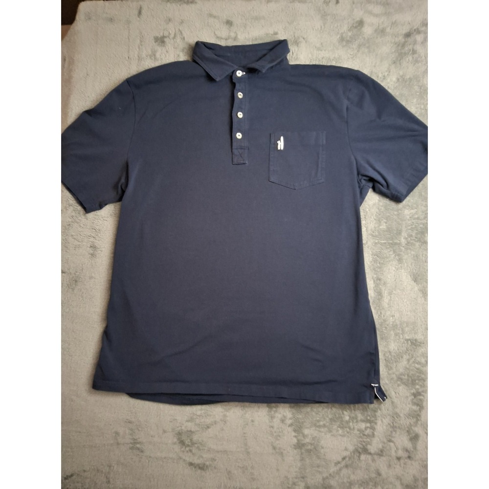 Mens Jonnie-O Surf Large Solid Blue Short Sleeve 1/4 Button Collared Polo Shirt